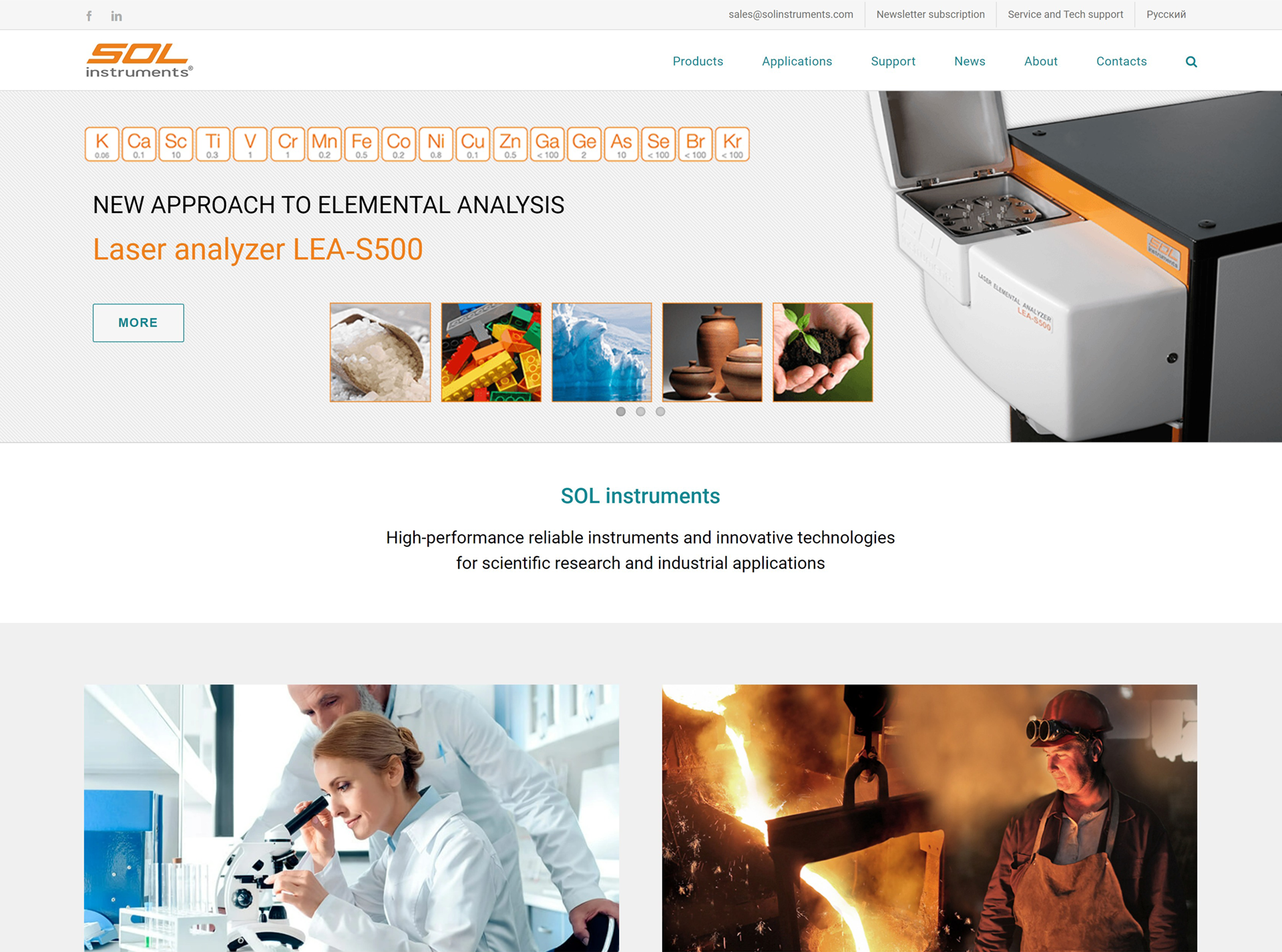 SOL instruments corporate website redesign project